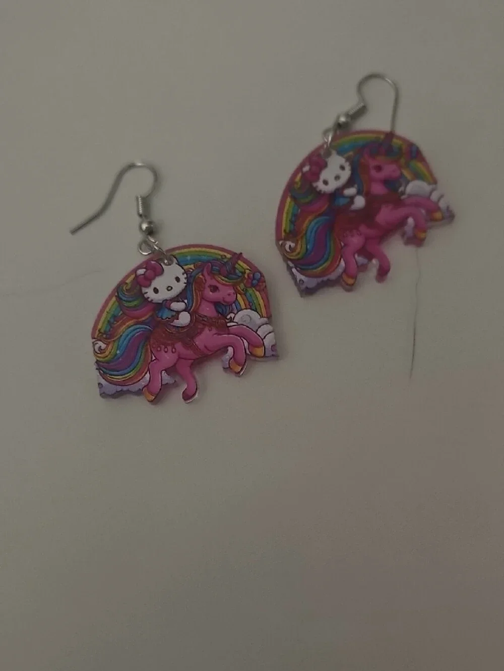 Hello Kitty Rainbow Unicorn Pink Drop Earrings